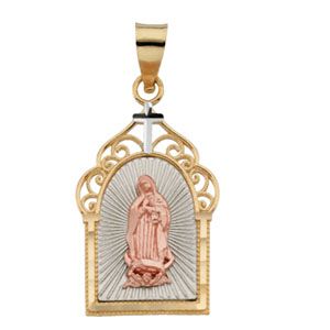 Tri-Color Our Lady of Guadalupe Pendant