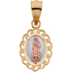 Tri-Color Our Lady of Guadalupe Oval Pendant