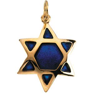 Domed Star of David with Blue Enamel