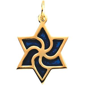 Star of David Pendant with Blue Enamel