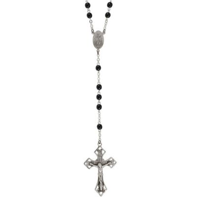 Black Glass Bead Rosary