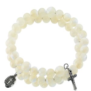 White Mother of Pearl Wrap Rosary