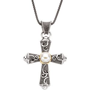 Freshwater Cultured Pearl Cross Necklace