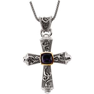 Genuine Amethyst Cross Necklace