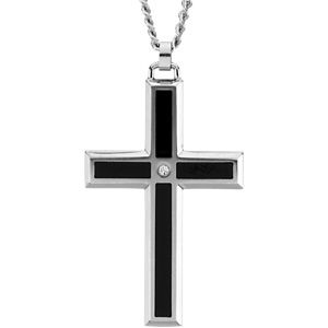 Diamond & Enamel Cross Necklace