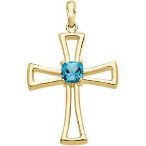 Genuine Swiss Blue Topaz Cross