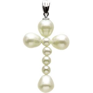 Freshwater Cultured Pearl Cross Pendant
