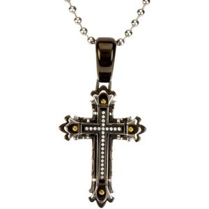 Ion Plated Diamond Cross with 30 inch Bead Chain