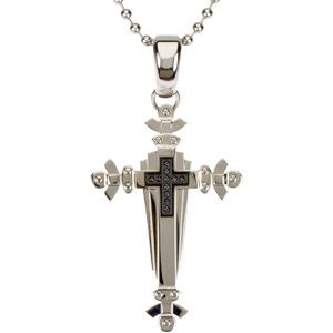 Ion Plated Diamond Cross with 30 inch Bead Chain