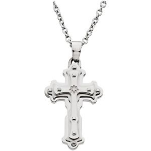Stainless Steel Diamond Cross on a 18
