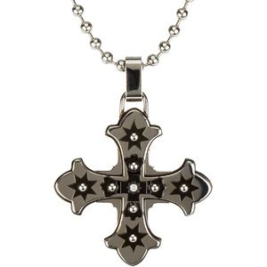 Ion Plated Diamond Cross with 30 inch Bead Chain