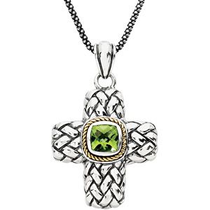 Genuine Peridot Cross Necklace