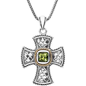 Genuine Peridot Cross Necklace
