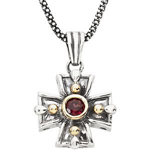 Genuine Rhodolite Garnet Cross Necklace