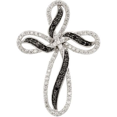 1/2 ct tw Black & White Diamond Cross Pendant