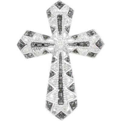 1/3 ct tw Black & White Diamond Cross Pendant