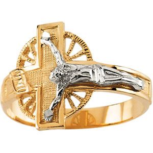Two Tone Men's Crucifix Ring