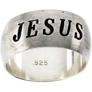 Antiqued Half Round Jesus Ring