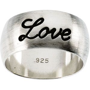 Antiqued Half Round Love Ring