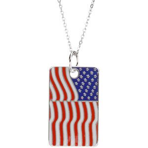 Blessed is the Nation USA Flag Dogtag & Chain