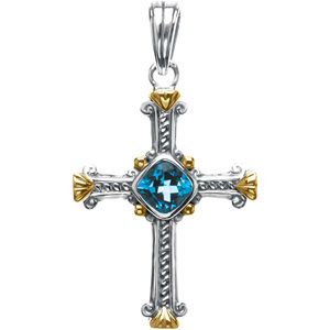 Genuine Swiss Blue Topaz Cross