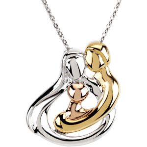 Tri-Color Embraced by the Heart&trade; (Family) Necklace