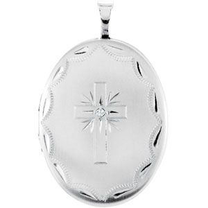 Oval Cross Locket with Diamond