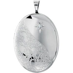Oval Footprints Locket with Diamond