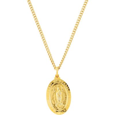 24k Gold Plated Our Lady of Guadalupe Medal Necklace