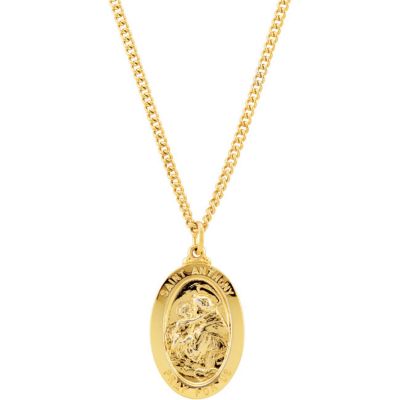 24k Gold Plated St. Anthony Medal Necklace