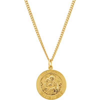 24k Gold Plated St. Joseph Medal Necklace