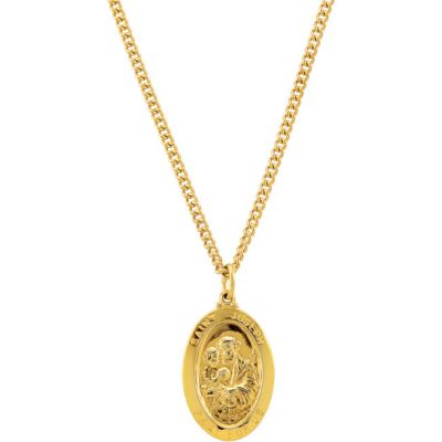24k Gold Plated St. Joseph Medal Necklace
