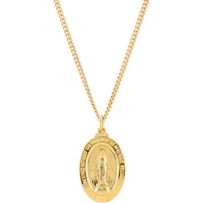 24k Gold Plated Miraculous Medal Necklace