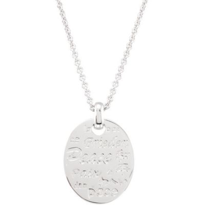 Peace Necklace with Diamond & Rhodium Plate