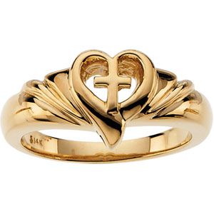 Heart & Cross Ring