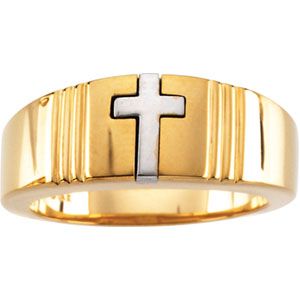 Two Tone Cross Ring