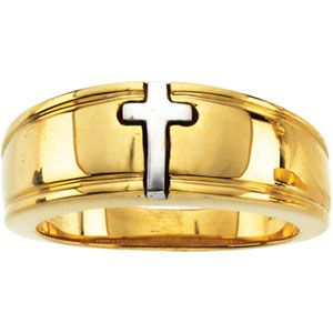 Two Tone Cross Ring