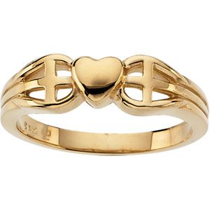 Heart & Cross Ring