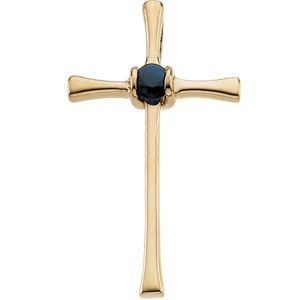 Cross Pendant with Genuine Sapphire