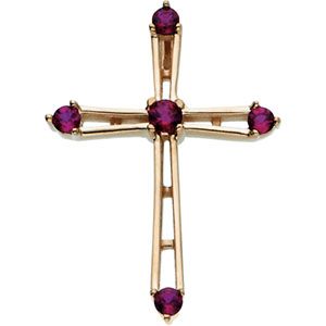 Cross Pendant with Genuine Ruby