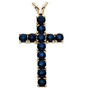 Cross Pendant with Genuine Sapphire
