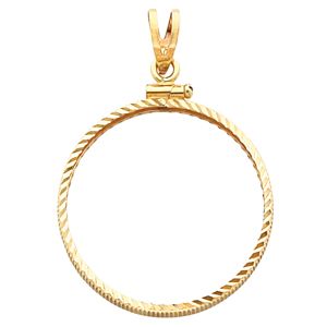 Screw Top Diamond Cut Pendant Frame for 1/2 Ounce South African Rand Coin
