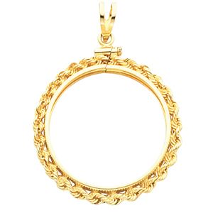 Screw Top Rope Frame Pendant for 1/10 Ounce American Eagle or 1/10 Ounce South African Rand Coin