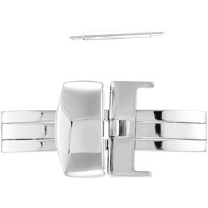 14mm White Hi-Polish Butterfly Deployment Buckle