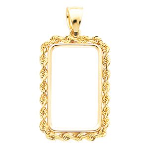 Rectangular 2.5mm Solid Rope Pendant Frame for 1Ounce Credit Suisse Coin