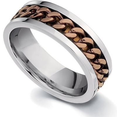 Stainless Steel Ring with Chocolate Immerse Plating