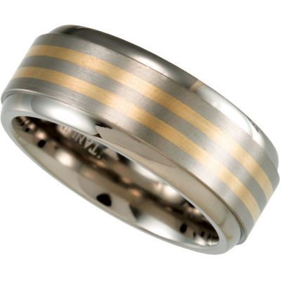 8.0mm Titanium Band with 14kt Yellow Inlay