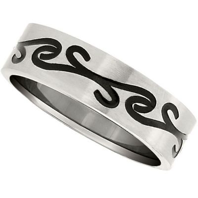 6.5mm Titanium Band with Black Laser Scroll