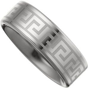 8.3mm Dura Tungsten&reg; Lasered Greek Key Flat Band
