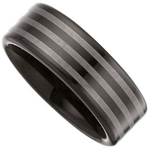 8.3mm Dura Tungsten&trade; Black Immersion Plated & Laser Striped Band